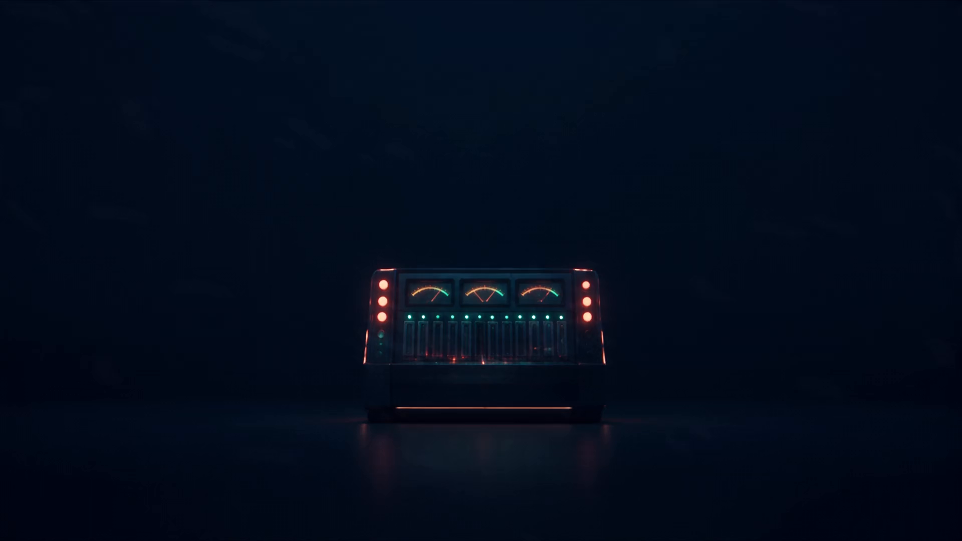 A glowing switchboard terminal in a dark operations room